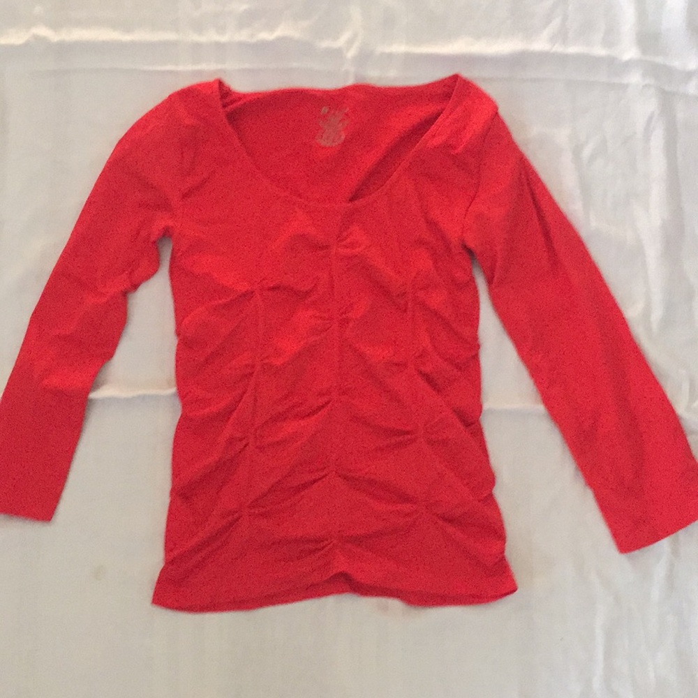 P. Luca Milano Red Pleated top. Long Sleeve